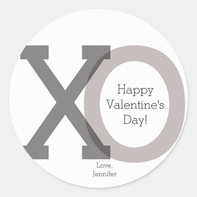 XO Grey Valentine's Custom Stickers (Front)