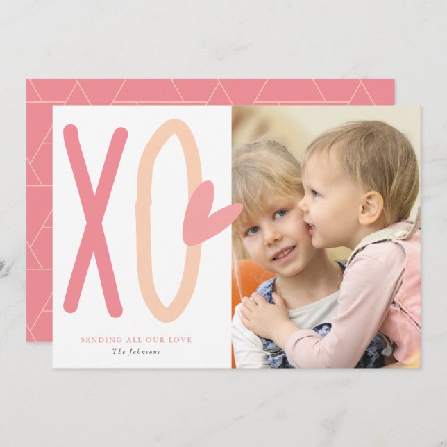 XO Heart Valentine's Day Photo Card (Front/Back)