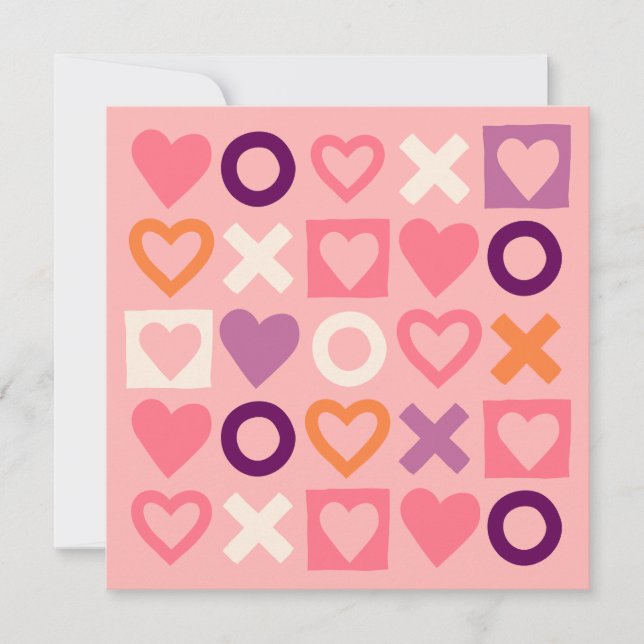 XO Hearts Love Pattern Greeting Card (Front)