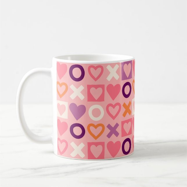 XO Hearts Pink Love Pattern Classic Mug (Left)