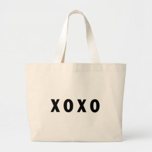 XO Hugs and Kisses Black Large Tote Bag