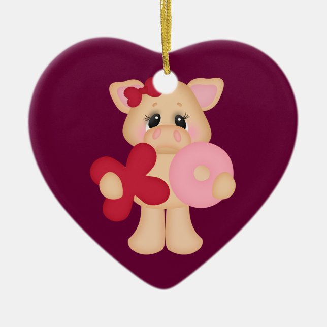 XO Piggy Ceramic Tree Decoration (Front)