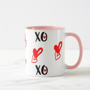 XO XO Heart Valentines Day Mug - Cute Kawaii Love