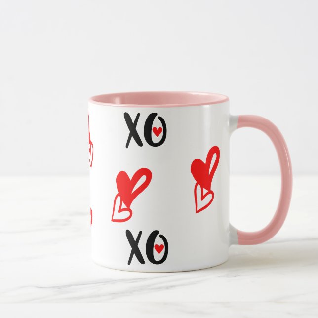 XO XO Heart Valentines Day Mug - Cute Kawaii Love (Right)