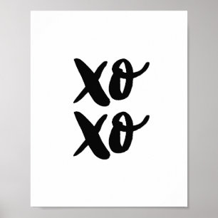 XO XO. Modern Valentines day. Black and white Poster
