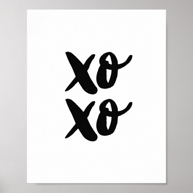 XO XO. Modern Valentines day. Black and white Poster (Front)