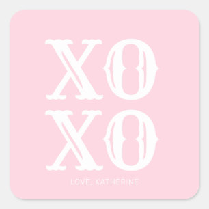 XO XO pink white cute typography personalised Square Sticker