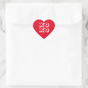 XO XO red white modern bold typography cute Heart Sticker