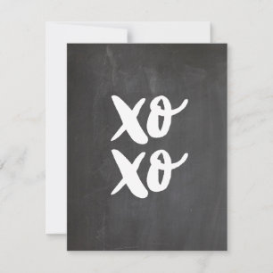 XO XO. Valentines day hugs and kisses. Chalkboard Holiday Card