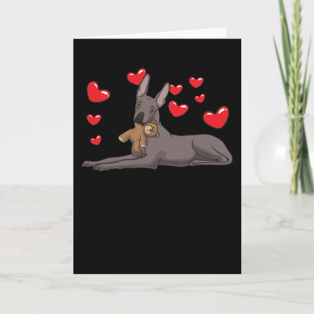 Xoloitzcuintle Dog With Stuffed Animal And Hearts Card (Front)