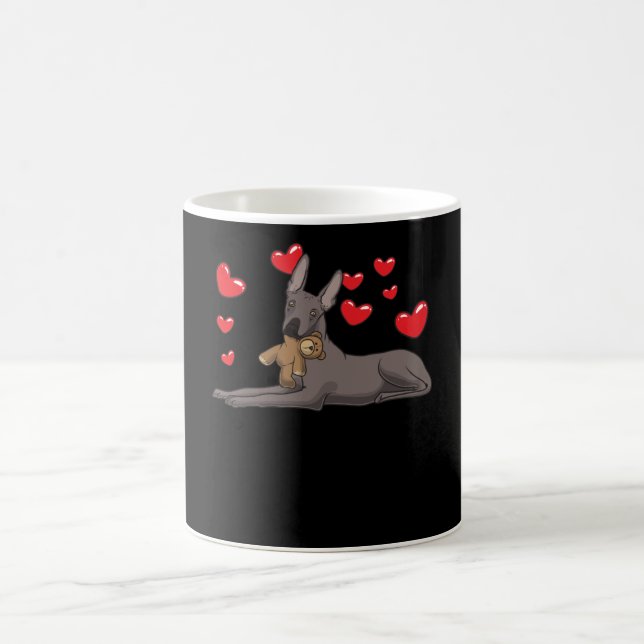 Xoloitzcuintle Dog With Stuffed Animal And Hearts Coffee Mug (Center)