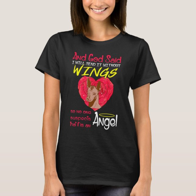 Xoloitzcuintli Angel Without Wings T-Shirt (Front)