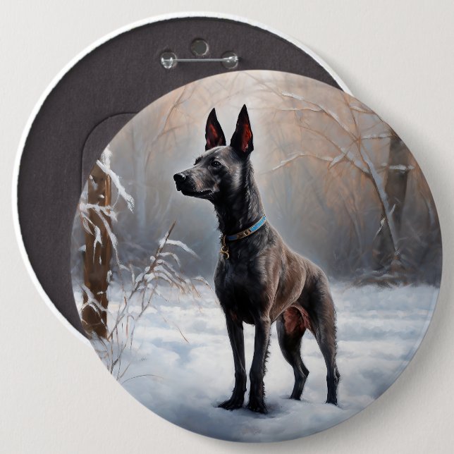 Xoloitzcuintli Let It Snow Christmas 6 Cm Round Badge (Front & Back)
