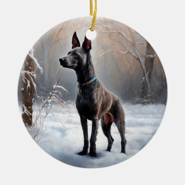Xoloitzcuintli Let It Snow Christmas Ceramic Ornament (Front)