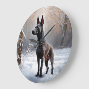 Xoloitzcuintli Let It Snow Christmas Large Clock