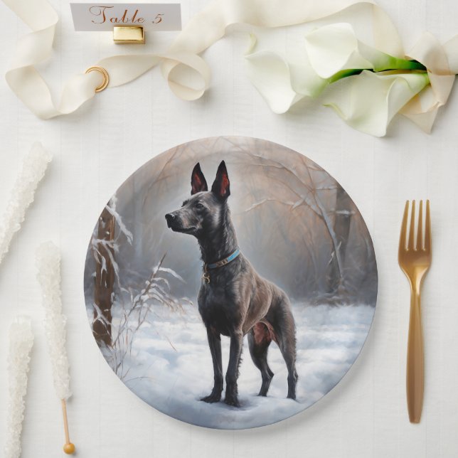 Xoloitzcuintli Let It Snow Christmas Paper Plate (Wedding)