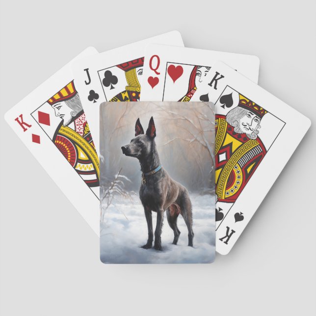 Xoloitzcuintli Let It Snow Christmas Playing Cards (Back)