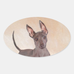 Xoloitzcuintli Painting - Cute Original Dog Art Oval Sticker