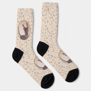 Xoloitzcuintli Painting - Cute Original Dog Art Socks