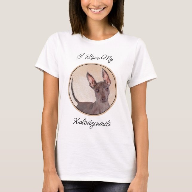 Xoloitzcuintli Painting - Cute Original Dog Art T-Shirt (Front)