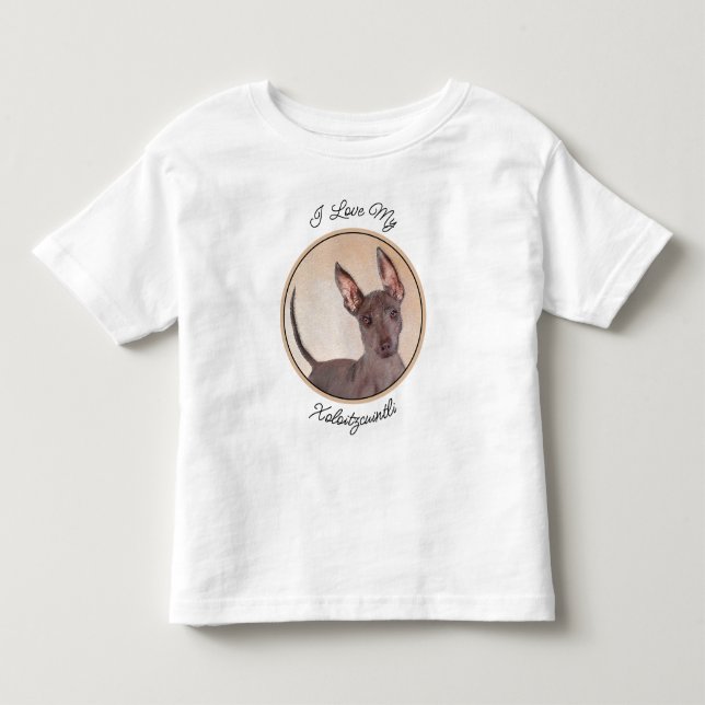 Xoloitzcuintli Painting - Cute Original Dog Art Toddler T-Shirt (Front)