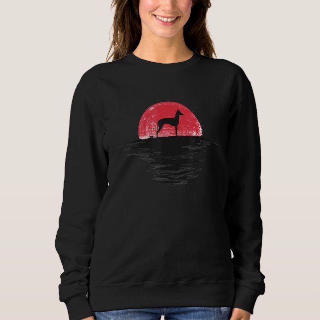 Xoloitzcuintli Xolo Japanese Sunset Retro Dog Red Sweatshirt (Front)