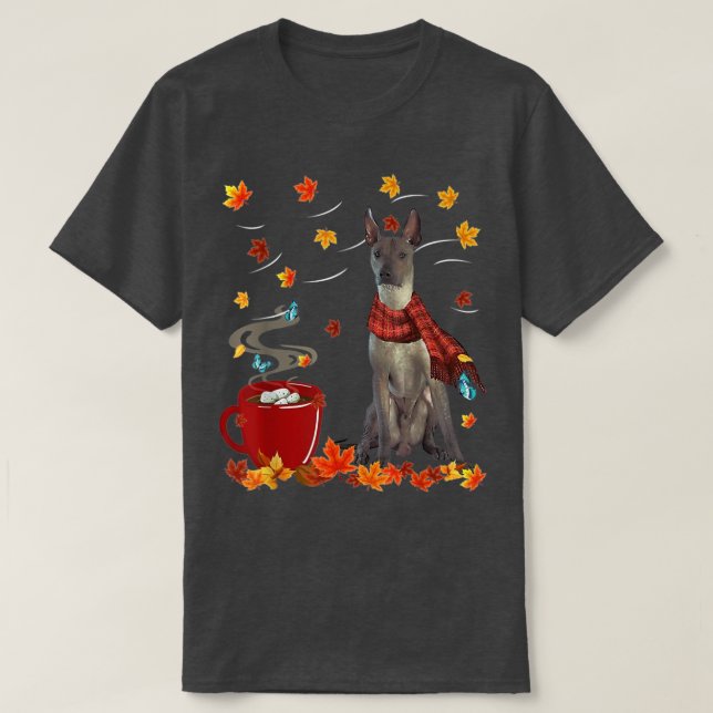 XoloitzcuintliFallChocolateHotFunny Dog Autumn  T-Shirt (Design Front)