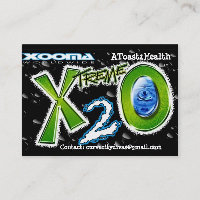 Xooma X2O A toast 2Health Business Card (Front)