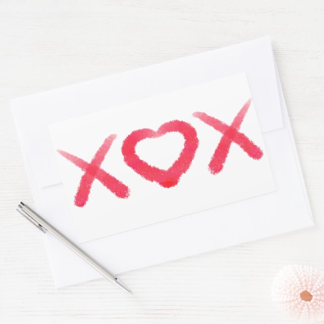 XOX, love, kisses, valentine design Rectangular Sticker (Envelope)