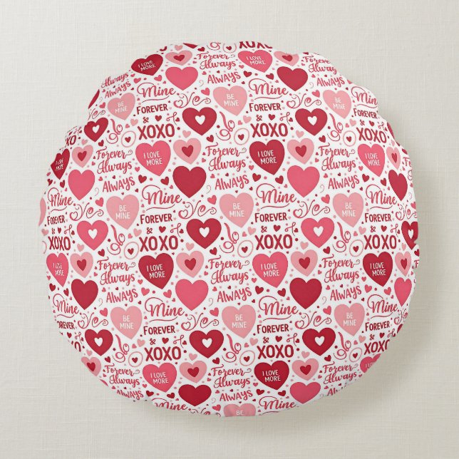 XOXO & Always Be Mine Valentine  Round Cushion (Front)