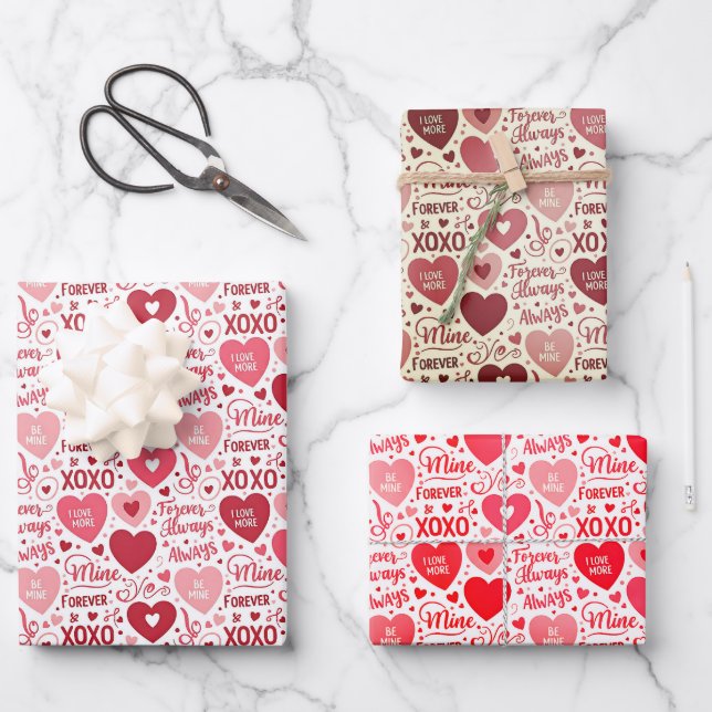XOXO & Always Be Mine Valentine Wrapping Paper (Front)