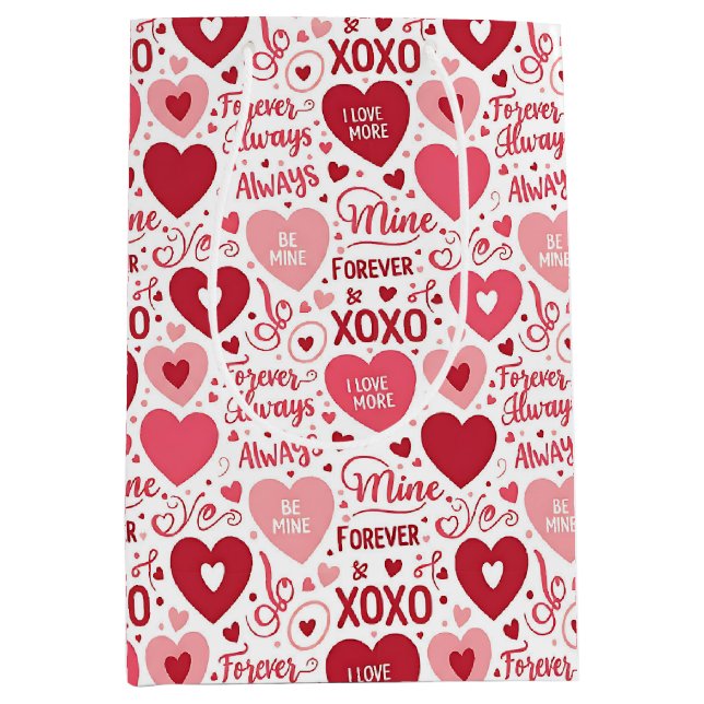 XOXO & Always Be Mine Valentine Wrapping Paper Medium Gift Bag (Front)