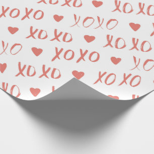XOXO and Hearts Pattern Valentines Day Wrapping Paper
