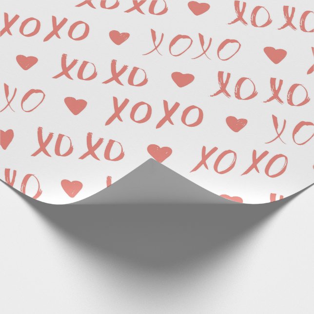 XOXO and Hearts Pattern Valentines Day Wrapping Paper (Corner)