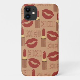 XOXO and Lipsticks Pattern iPhone 11 Case