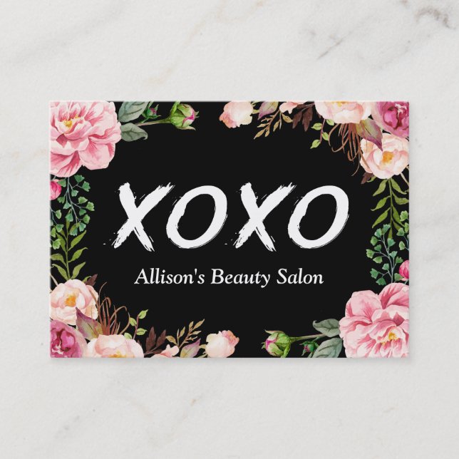XOXO Beauty SPA Salon Elegant Floral Wrapping Business Card (Front)