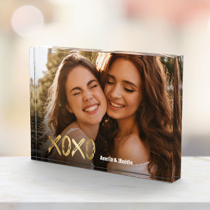 XOXO Best Friends Gold Script BFF Photo Block