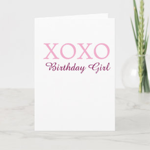 Xoxo birthday girl name pink mauve simple love card