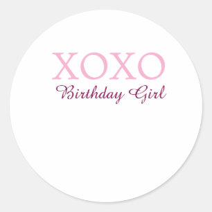 Xoxo birthday girl name pink mauve simple love classic round sticker