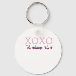Xoxo birthday girl name pink mauve simple love  key ring