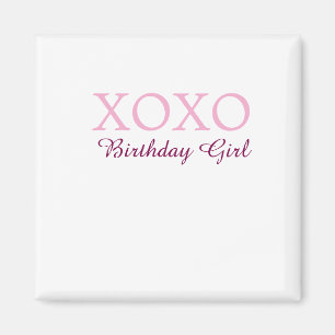 Xoxo birthday girl name pink mauve simple love  magnet