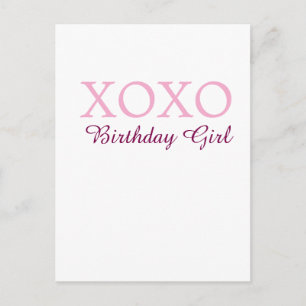 Xoxo birthday girl name pink mauve simple love postcard