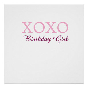 Xoxo birthday girl name pink mauve simple love poster