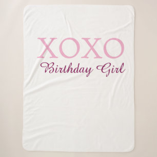 Xoxo birthday girl name pink mauve simple love sherpa blanket