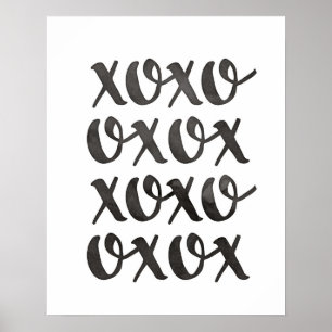 xoxo black and white typography poster print