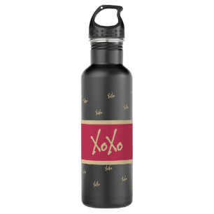 XOXO Black Hot Pink Gold Typography 710 Ml Water Bottle
