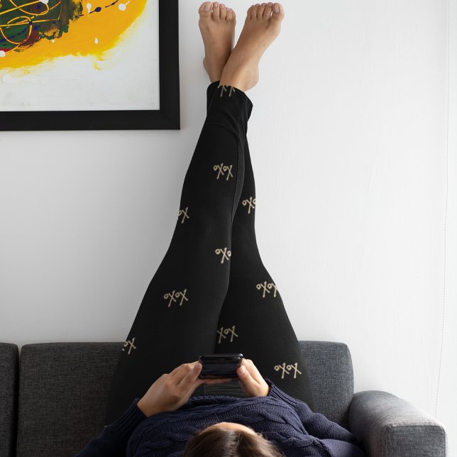 XOXO Black Hot Pink Gold Typography Cute Leggings (Creator Uploaded)