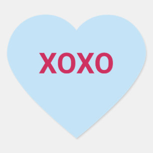 XOXO blue cute fun Valentine's Day conversation Heart Sticker