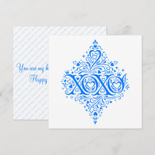 XOXO Blue Valentine Art Holiday Card
