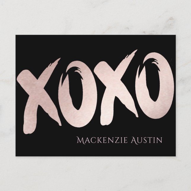XOXO Blush Pink | Hand Lettered Brush Script Blank Postcard (Front)